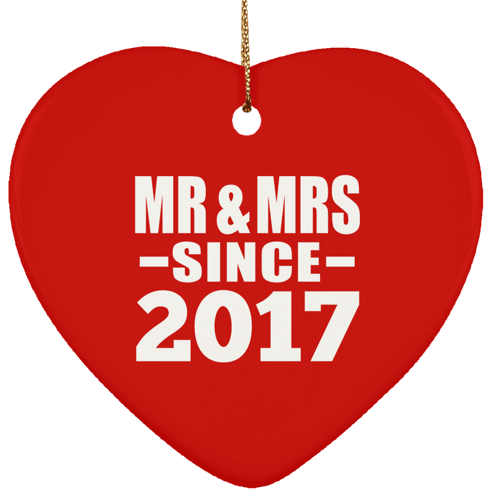 7th Anniversary Mr & Mrs Since 2017 - Heart Ornament