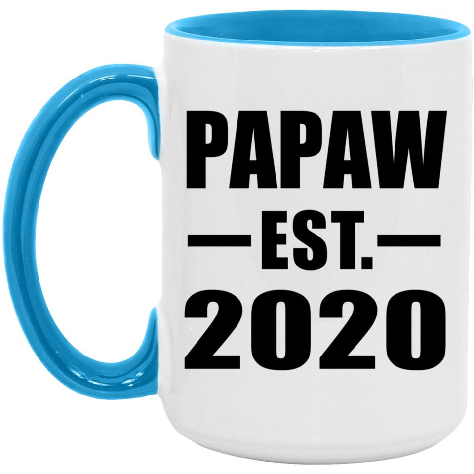 Papaw Established EST. 2020 - 15oz Accent Mug Blue