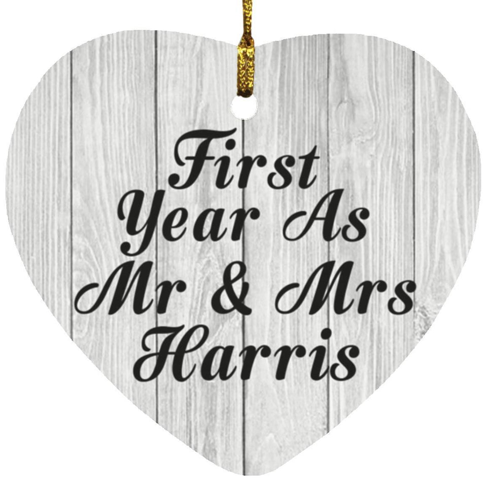 First Year As Mr & Mrs Harris - Heart Ornament F