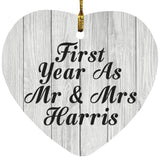 First Year As Mr & Mrs Harris - Heart Ornament F