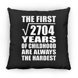 52nd Birthday Square Root of 2704 Years of Childhood - Throw Pillow Black