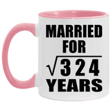 18th Anniversary Married For Square Root of 324 Years - 11oz Accent Mug Pink