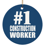 Number One #1 Construction Worker - Circle Ornament