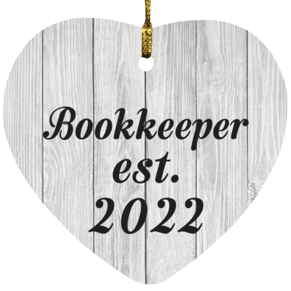 Bookkeeper Established Est. 2022 - Heart Ornament F