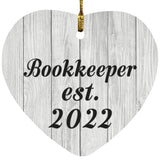 Bookkeeper Established Est. 2022 - Heart Ornament F