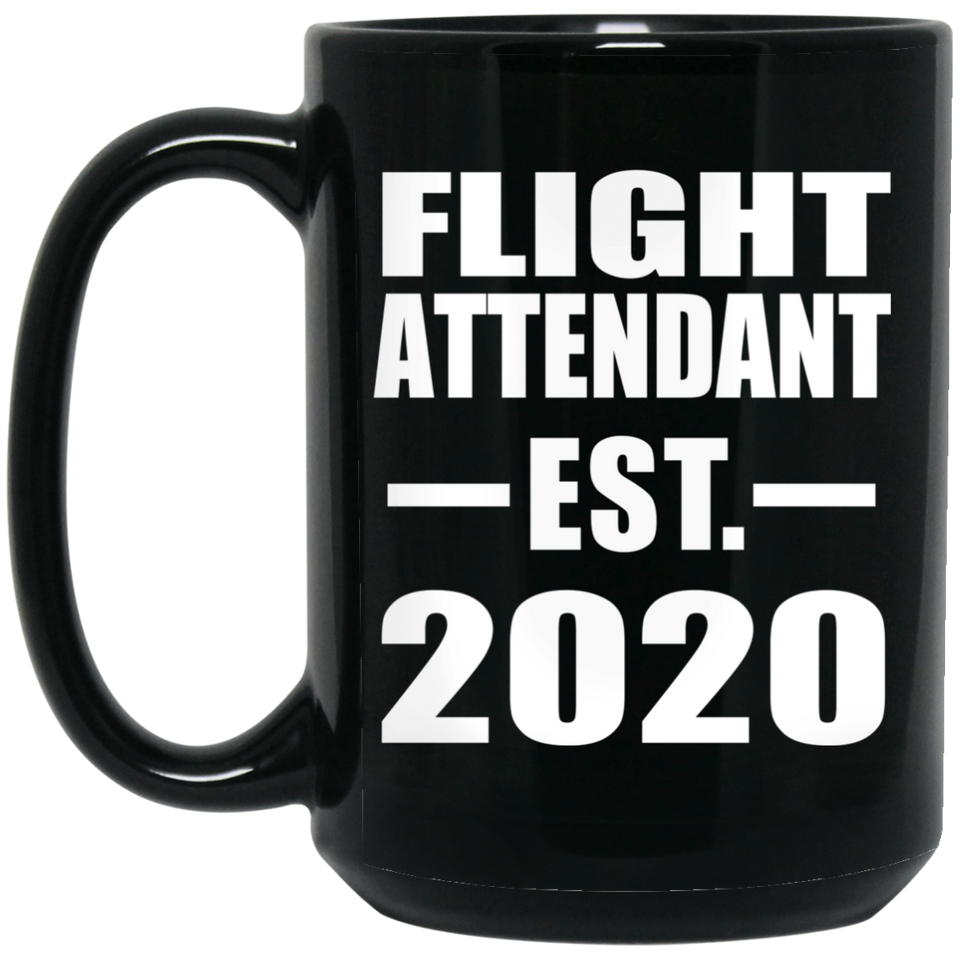 Flight Attendant Established EST. 2020 - 15oz Coffee Mug Black