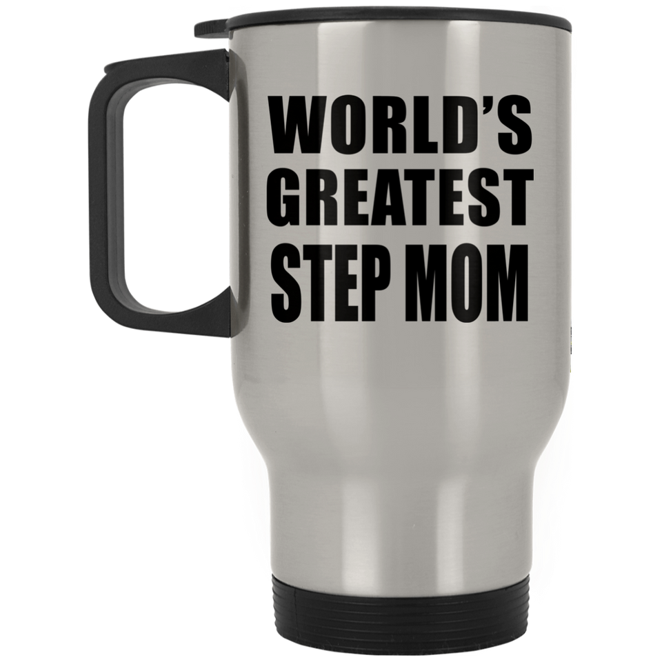 World's Greatest Step Mom - Silver Travel Mug