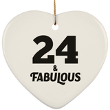 24th Birthday 24 & Fabulous - Heart Ornament