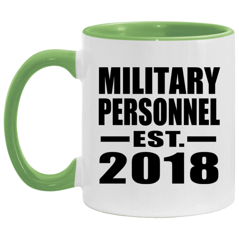 Military Personnel Established EST. 2018 - 11oz Accent Mug Green