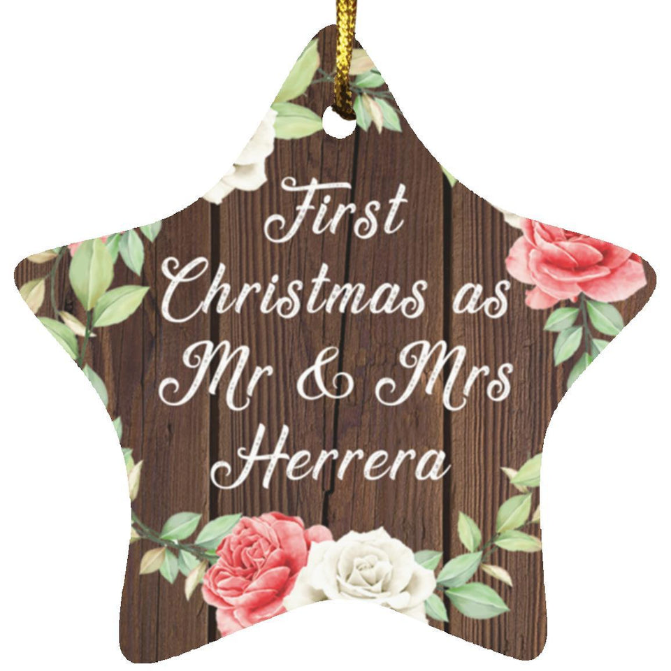 First Christmas As Mr & Mrs Herrera - Star Ornament A