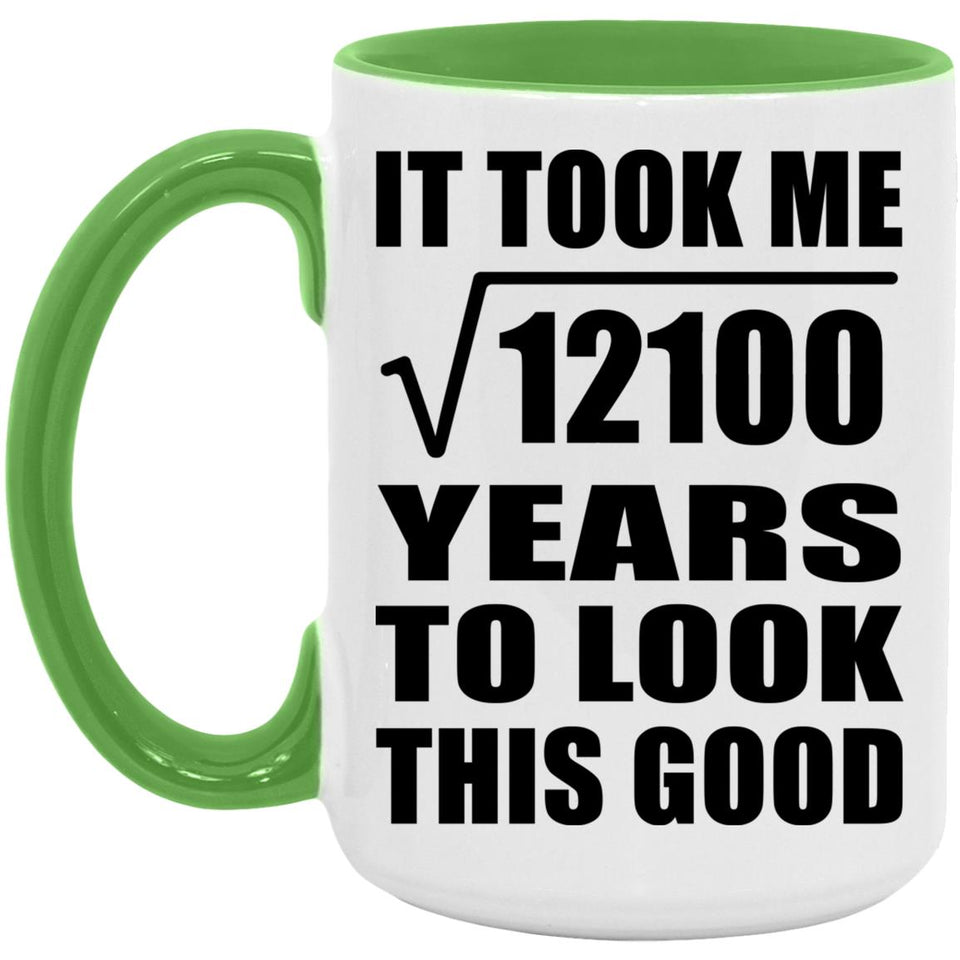 110th Birthday Took Square Root of 12100 Years To Look Good - 15oz Accent Mug Green