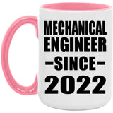 Mechanical Engineer Since 2022 - 15oz Accent Mug Pink