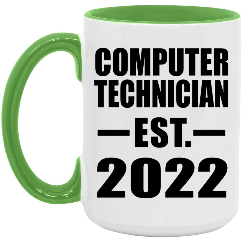 Computer Technician Established EST. 2022 - 15oz Accent Mug Green