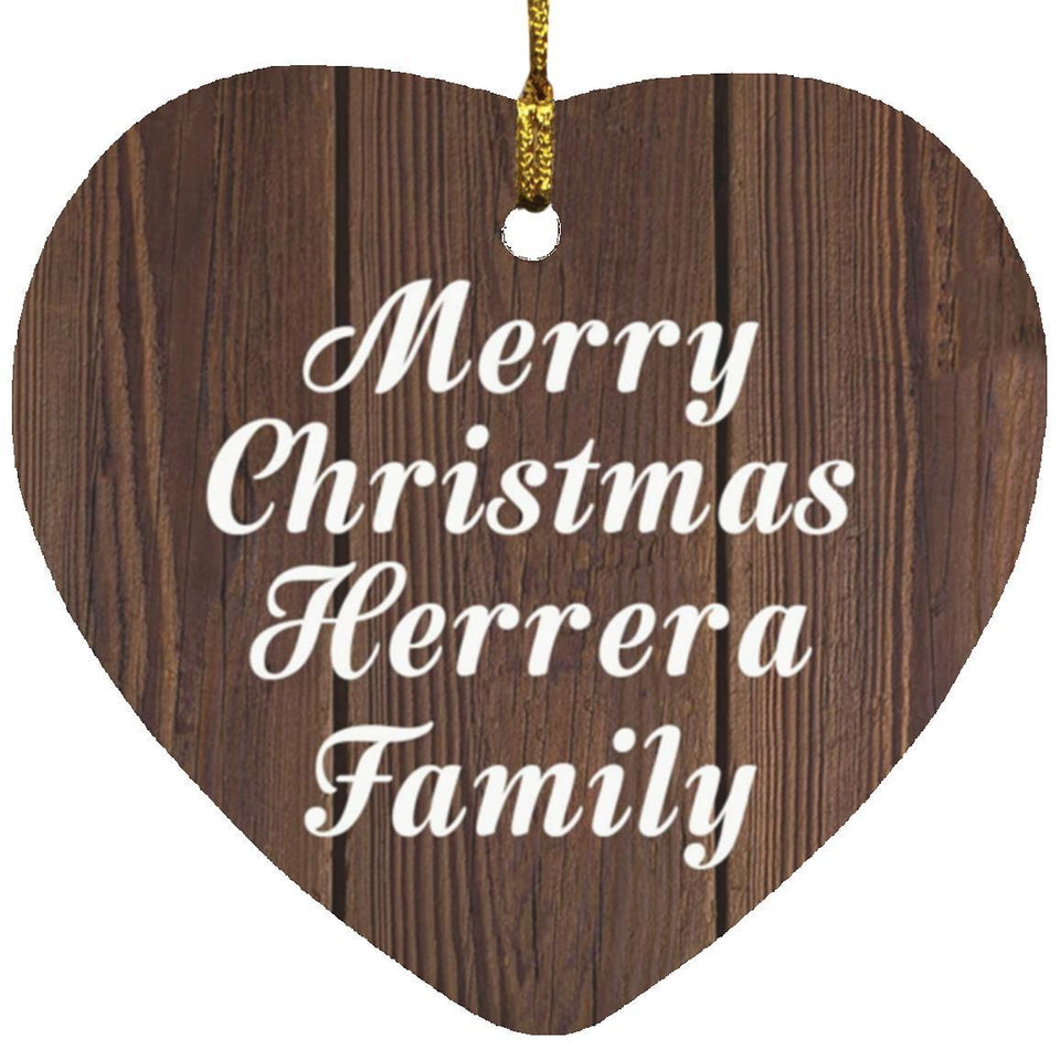 Merry Christmas Herrera Family - Heart Ornament D