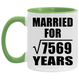 87th Anniversary Married For Square Root of 7569 Years - 11oz Accent Mug Green