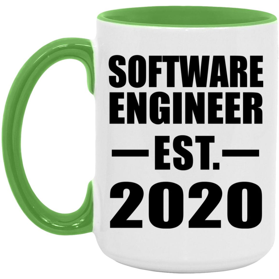 Software Engineer Established EST. 2020 - 15oz Accent Mug Green