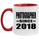 Photographer Since 2018 - 11oz Accent Mug Red