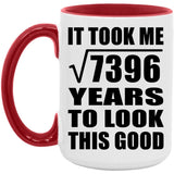 86th Birthday Took Square Root of 7396 Years To Look Good - 15oz Accent Mug Red