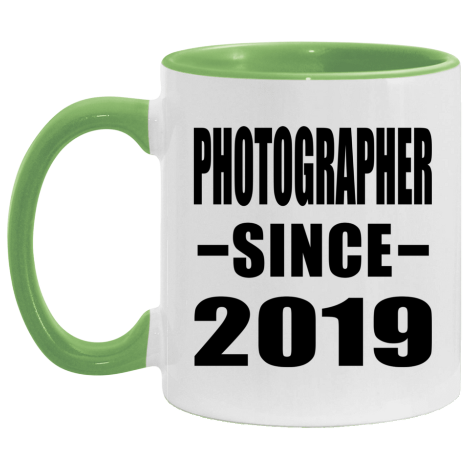Photographer Since 2019 - 11oz Accent Mug Green