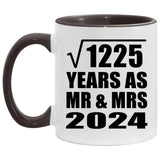 35th Anniversary Square Root of 1225 Years As Mr & Mrs 2024 - 11oz Accent Mug Black