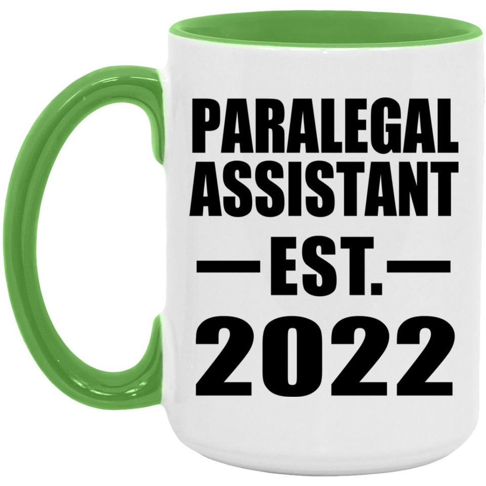 Paralegal Assistant Established EST. 2022 - 15oz Accent Mug Green