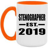Stenographer Established EST. 2019 - 15oz Accent Mug Orange