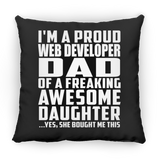 Proud Web Developer Dad Of Awesome Daughter - Throw Pillow Black