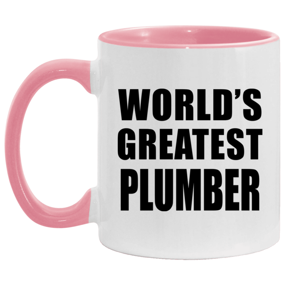 World's Greatest Plumber - 11oz Accent Mug Pink