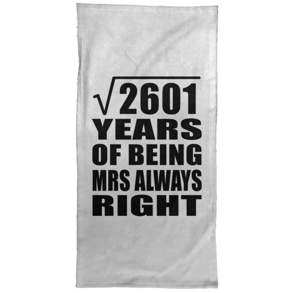 51st Anniversary Square Root of 2601 Years Mrs Always Right - Hand Towel