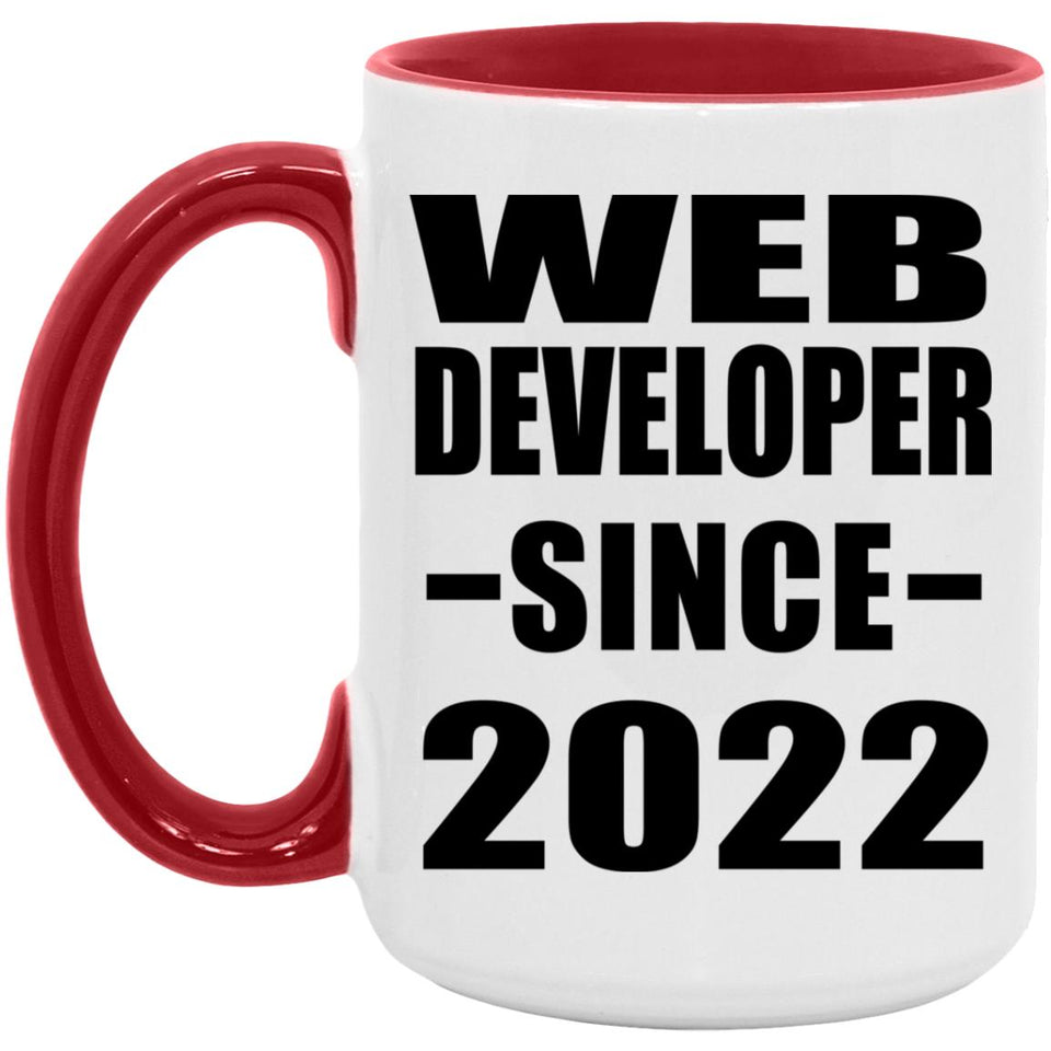 Web Developer Since 2022 - 15oz Accent Mug Red