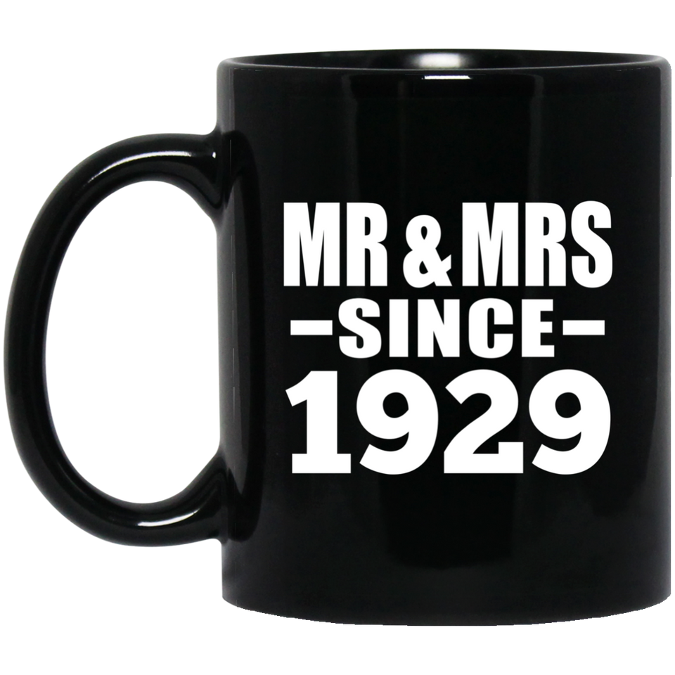 95th Anniversary Mr & Mrs Since 1929 - 11 Oz Coffee Mug Black
