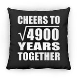 70th Anniversary Cheers To Square Root of 4900 Years Together - Throw Pillow Black