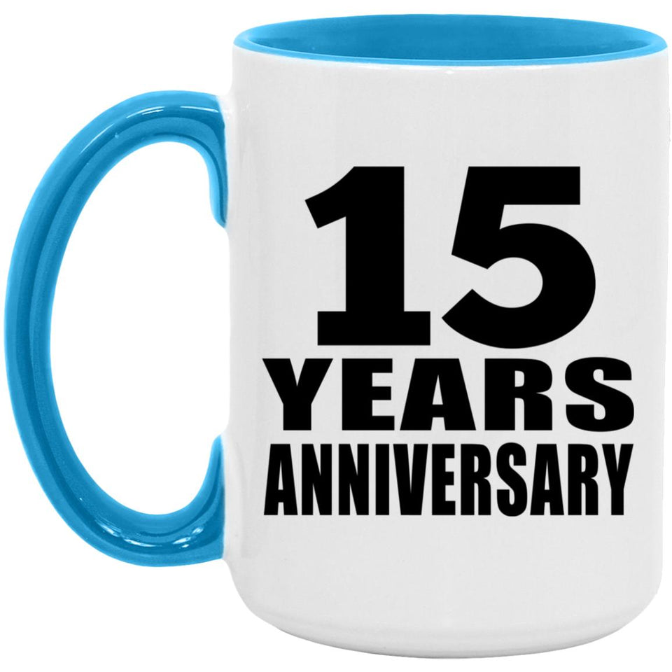 15th Anniversary 15 Years - 15oz Accent Mug Blue