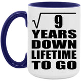 3rd Anniversary Square Root of 9 Years Lifetime To Go - 15oz Accent Mug Purple