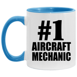 Number One #1 Aircraft Mechanic - 11oz Accent Mug Blue