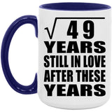 7th Anniversary Square Root of 49 Years Still In Love - 15oz Accent Mug Purple