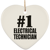 Number One #1 Electrical Technician - Heart Ornament