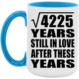 65th Anniversary Square Root of 4225 Years Still In Love - 15oz Accent Mug Blue