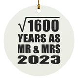 40th Anniversary Square Root of 1600 Years As Mr & Mrs 2023 - Circle Ornament