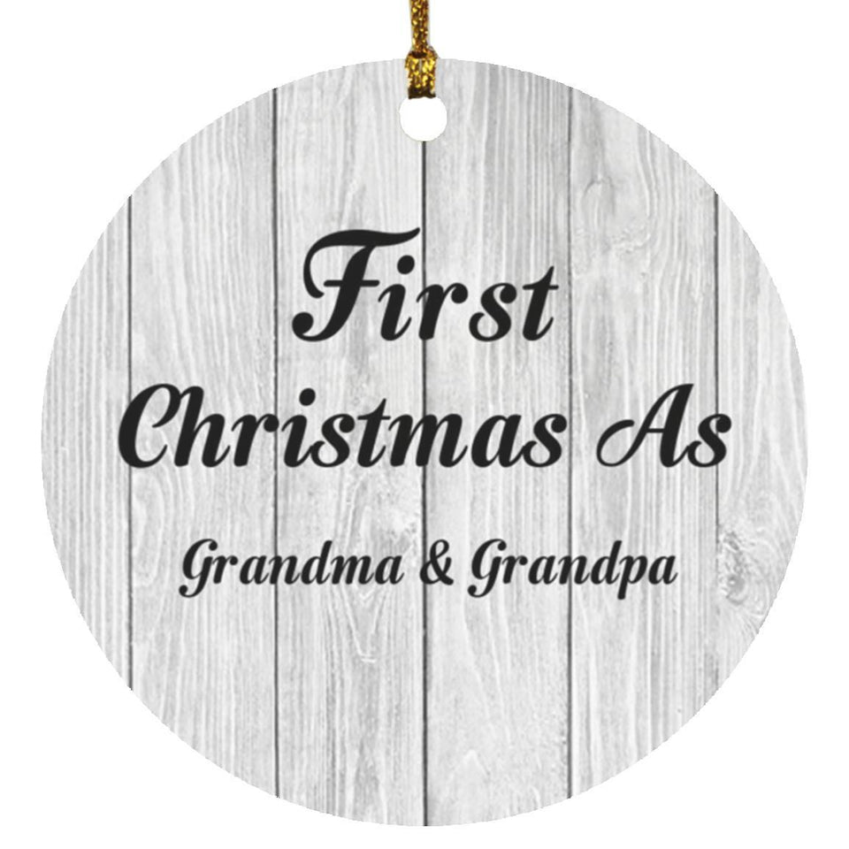 First Christmas As Grandma & Grandpa - Circle Ornament F
