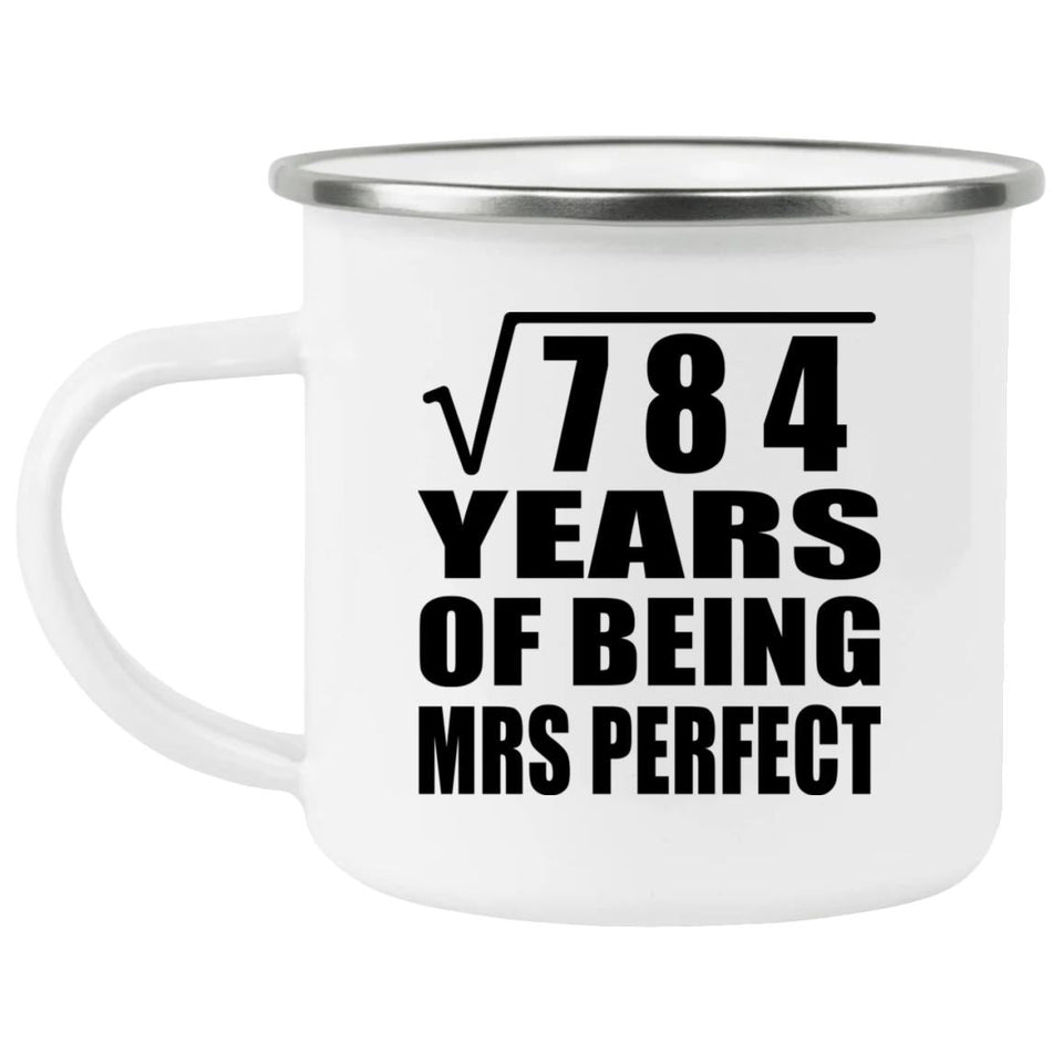 28th Anniversary Square Root of 784 Years of Mrs Perfect - 12oz Camping Mug