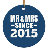 9th Anniversary Mr & Mrs Since 2015 - Circle Ornament