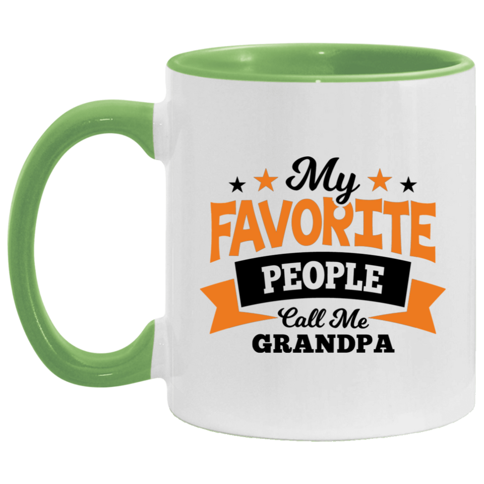 My Favorite People Call Me Grandpa - 11oz Accent Mug Green
