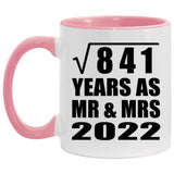 29th Anniversary Square Root of 841 Years As Mr & Mrs 2022 - 11oz Accent Mug Pink