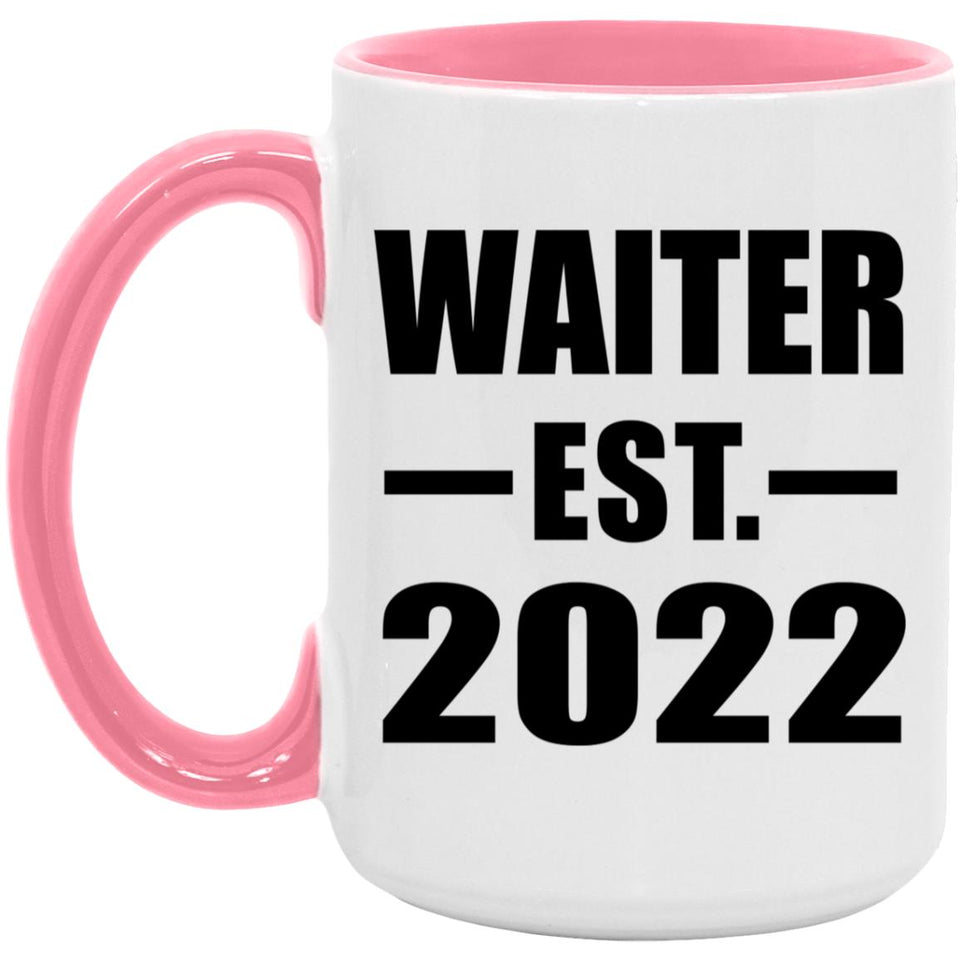 Waiter Established EST. 2022 - 15oz Accent Mug Pink