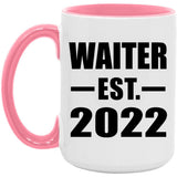 Waiter Established EST. 2022 - 15oz Accent Mug Pink