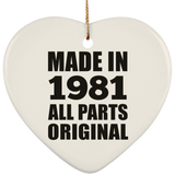 43rd Birthday Made in 1981 All Parts Original - Heart Ornament