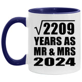 47th Anniversary Square Root of 2209 Years As Mr & Mrs 2024 - 11oz Accent Mug Purple