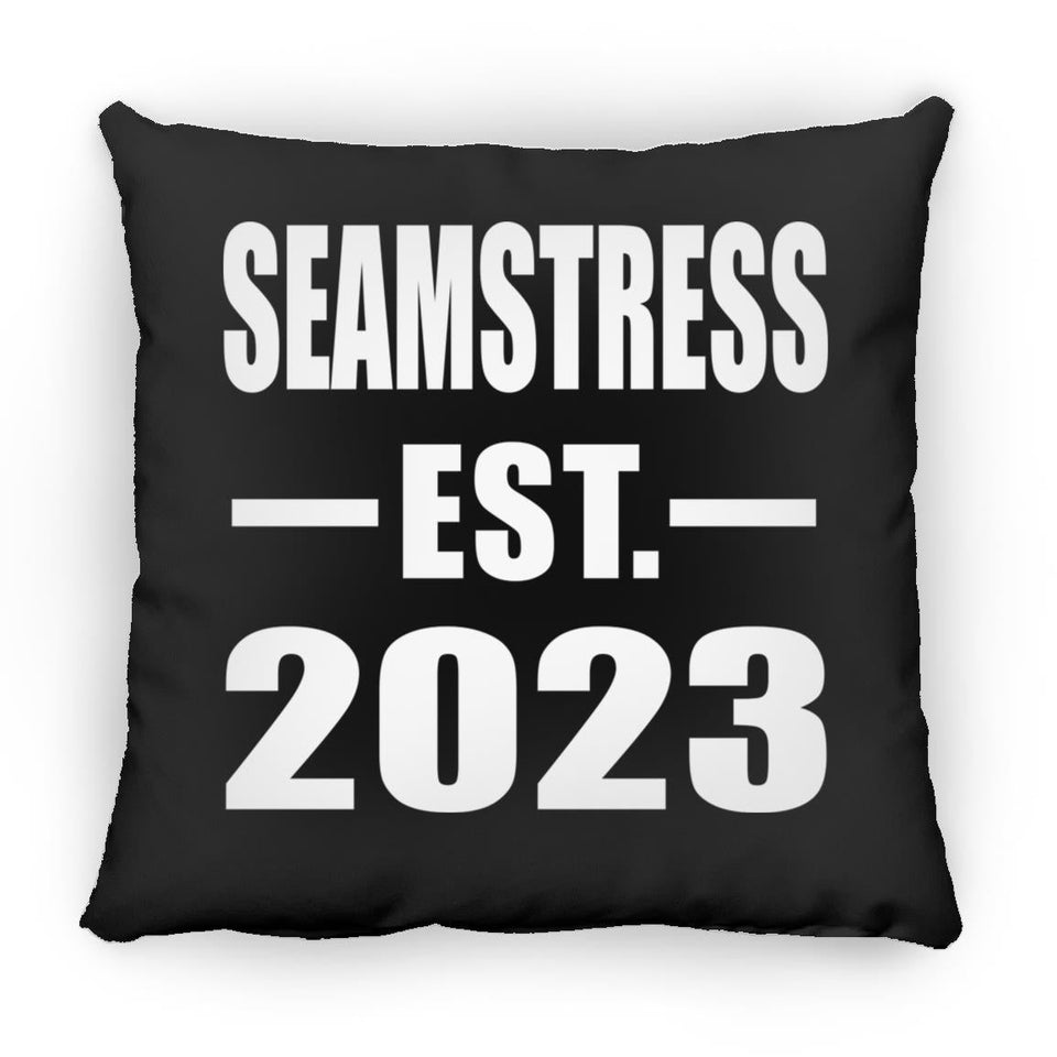 Seamstress Established EST. 2023 - Throw Pillow Black