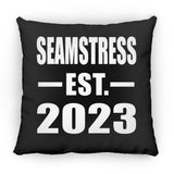 Seamstress Established EST. 2023 - Throw Pillow Black